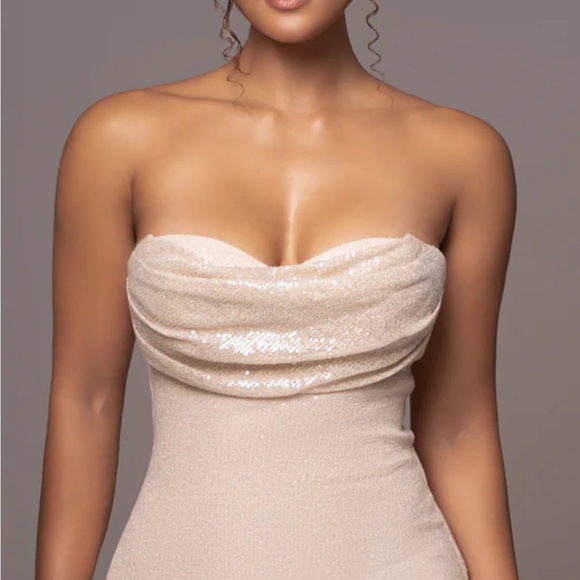 Midi Champagne Sequin Dress - Picture 3 of 4